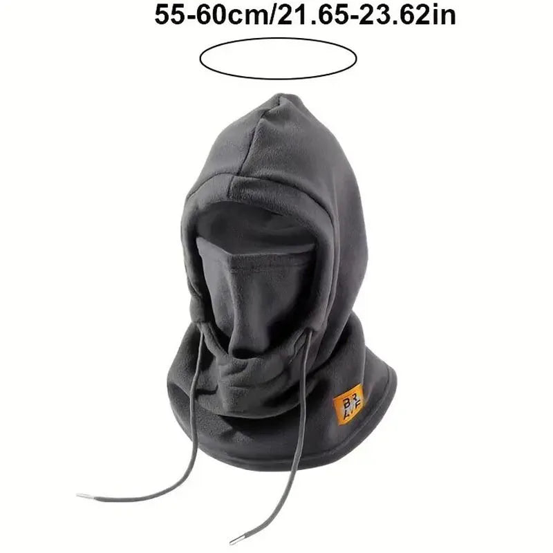 Pasamontañas de invierno unisex con capucha de punto, máscara a prueba de viento con cordón, gorro de motociclismo, gorro de punto cálido para clima frío