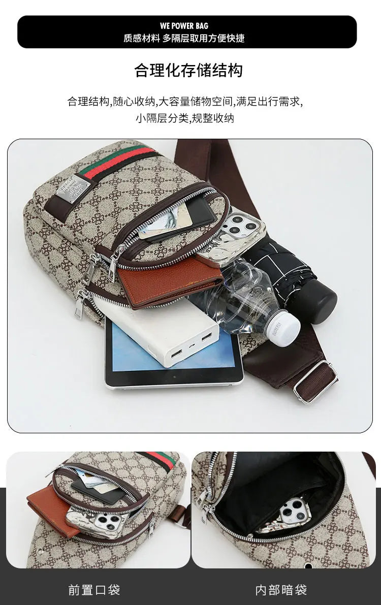 Bolso Mensajero Multifuncional para Hombre, Bolso de Hombro, Bolso Casual Cruzado con Orificio para Auriculares