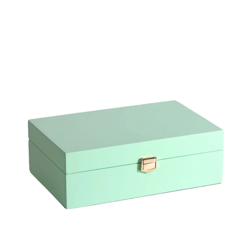 Caja de almacenamiento de joyería creativa, cajas de joyería de escritorio de madera, collar, pulsera, pendientes, organizador, relojes para mujer, caja de almacenamiento de anillos