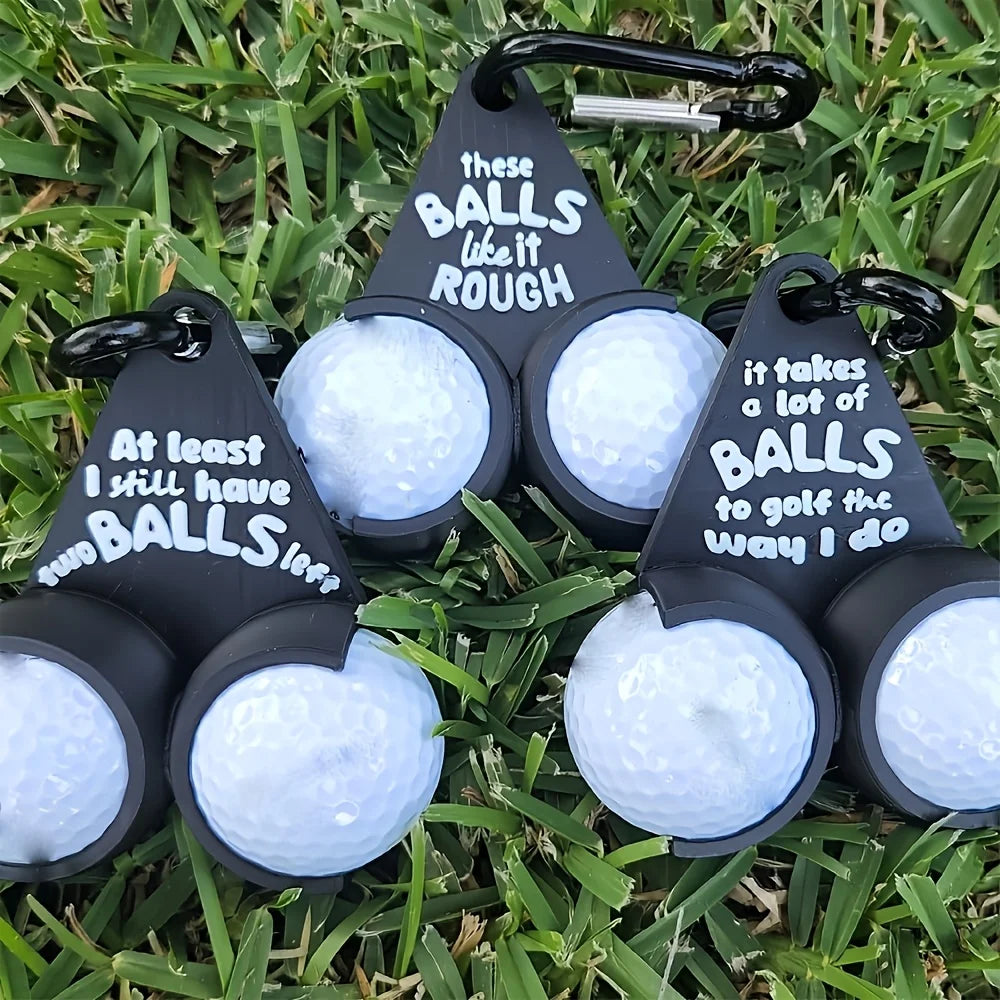 Soporte para pelota de golf, mosquetón/anillo de hebilla, opciones, parodia de plástico y Metal, estante para tee, regalo de mordaza para golfistas, accesorios para bolsas, diseño novedoso