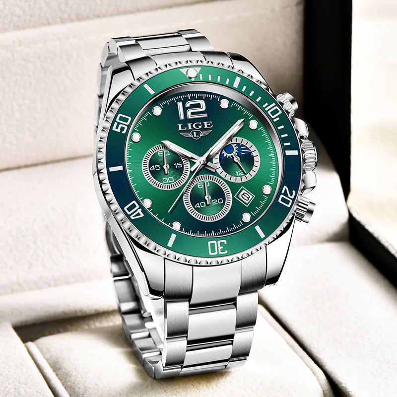 Reloj Masculino LIGE, nuevo reloj de cuarzo militar para hombre, relojes impermeables de lujo a la moda, cronógrafo con fecha de negocios para hombre