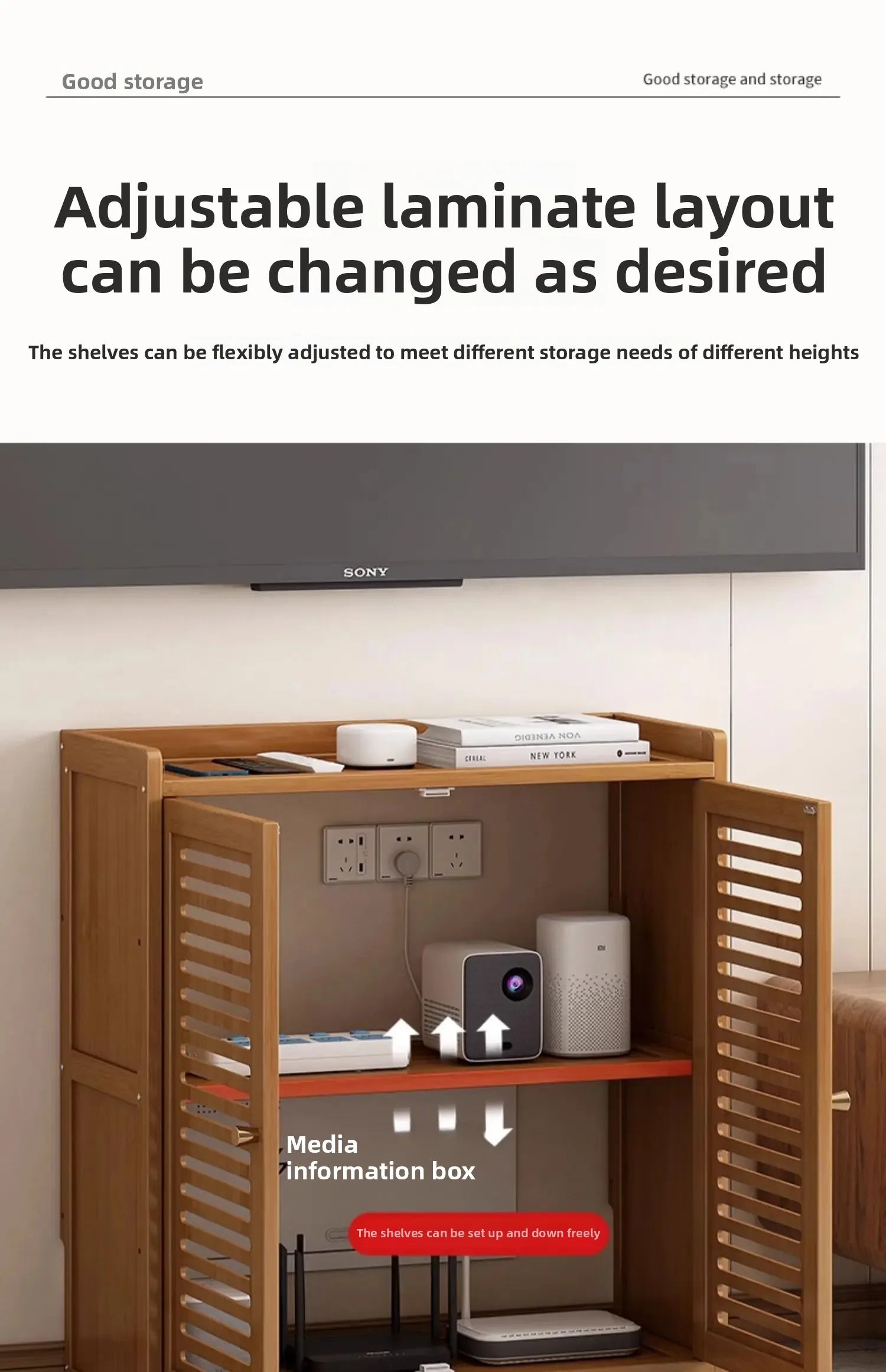 Caja de almacenamiento de enrutador de madera maciza, organizador de gabinete Multimedia, estante multimedia a prueba de polvo, estante de módem WiFi para configuración de electrónica del hogar