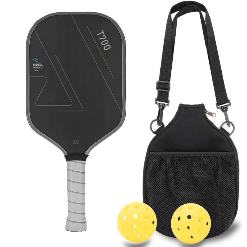 Paleta de Pickleball T700, superficie esmerilada de fibra de carbono, 16MM, punto dulce mejorado, Control y potencia, agarre antideslizante, compatible con USAPA