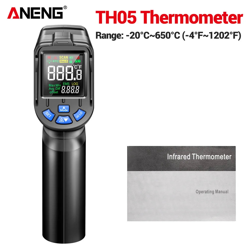 Termómetro Infrarrojo Digital Sin Contacto -20~650 ℃   ANENG TH05 IR láser Termometro pirómetro pistola láser medidor de temperatura herramientas