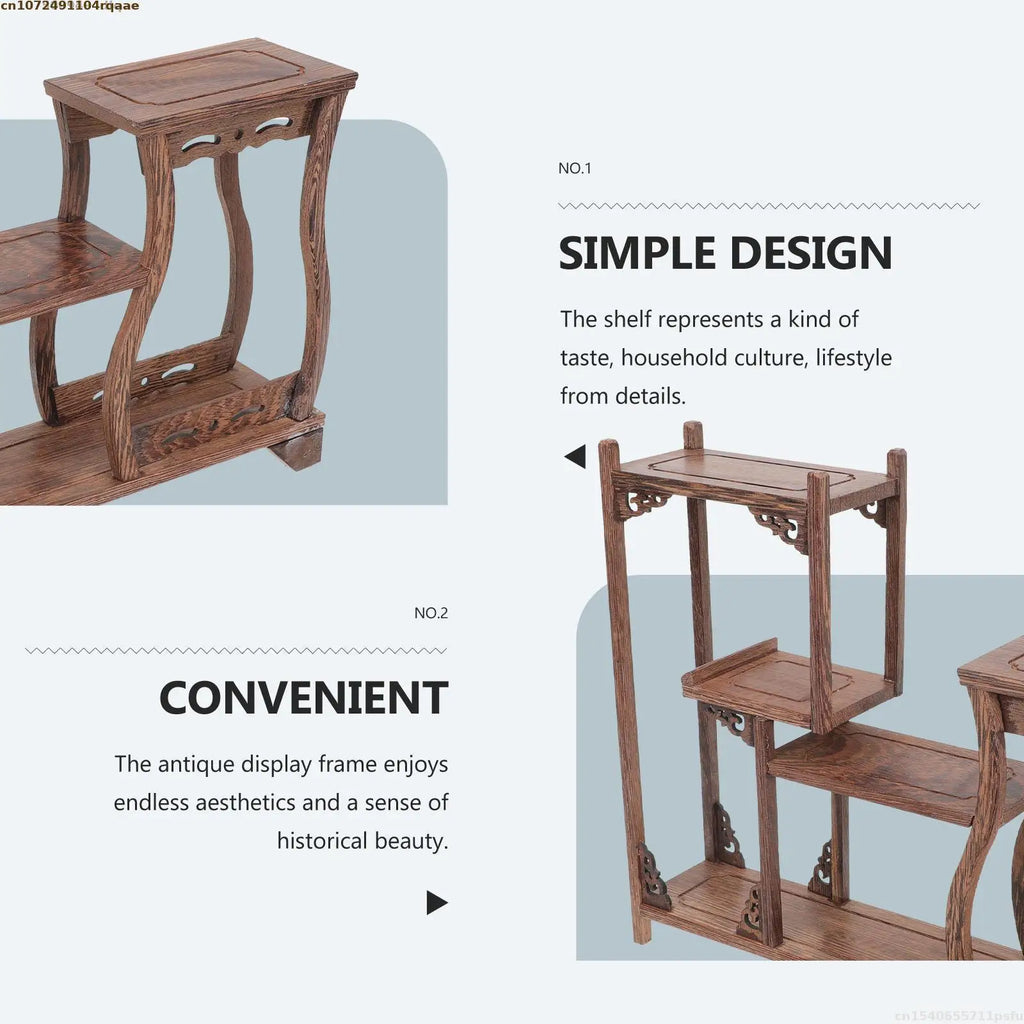 Estante de Almacenamiento de Madera Maciza Natural, Soporte de Almacenamiento para Cocina, Estante Decorativo para Jarrones, Bonsáis, Plantas, Figuras, Juegos de Té