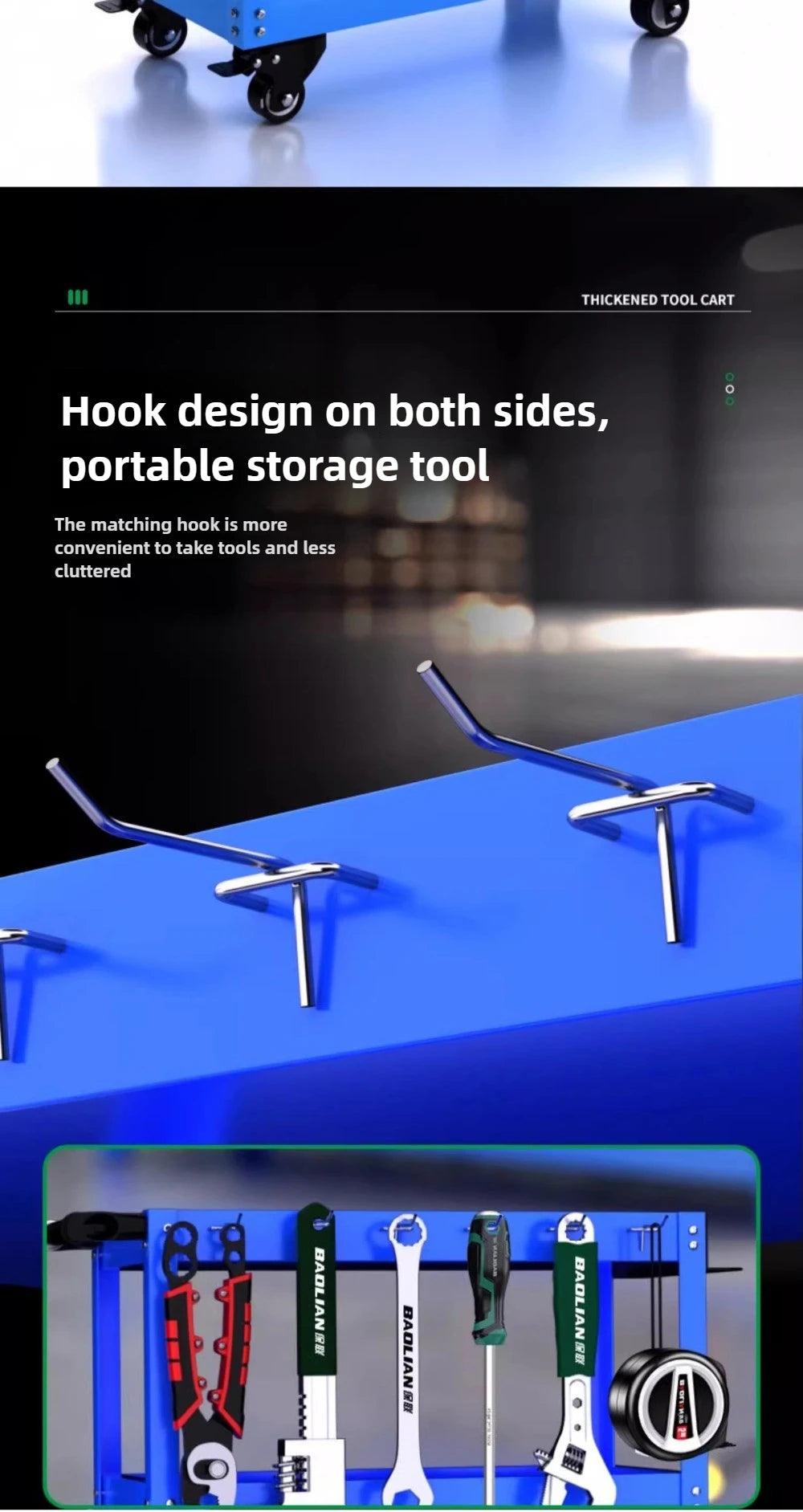 BaoLian-carro de herramientas de taller mecánico, carrito de herramientas con ruedas de freno, caja de herramientas, organizador de gabinete, soporte, estantes de banco de trabajo de garaje
