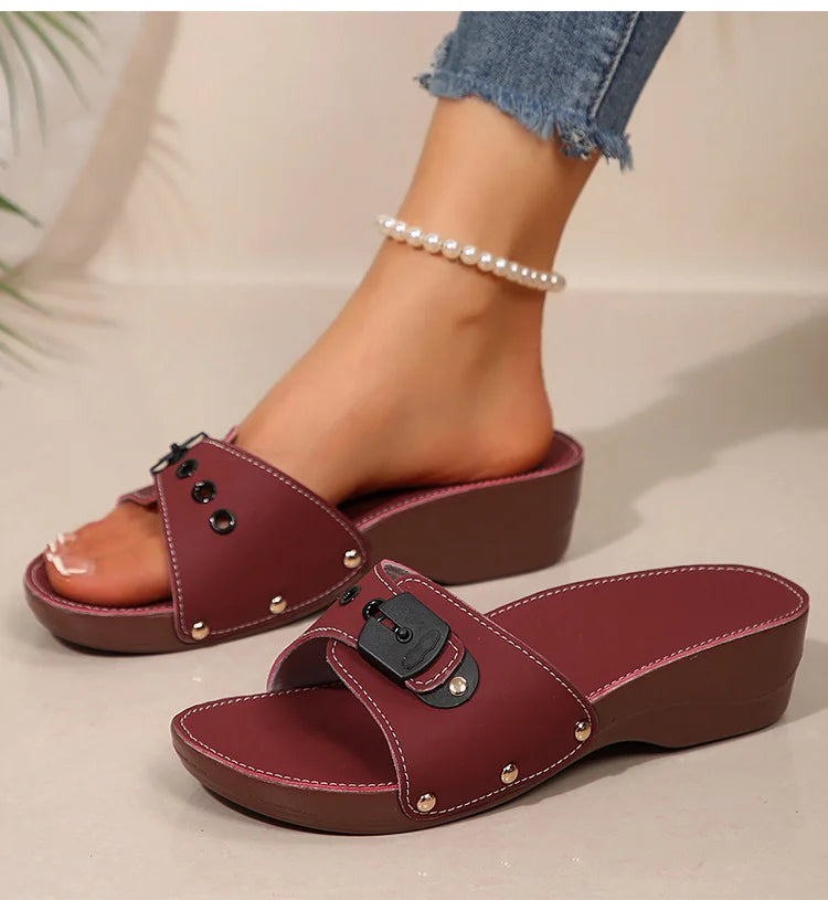 Sandalias de moda, zapatos de verano para mujer, zapatos de cuña para mujer, sandalias suaves para mujer, calzado deslizante para exteriores, zapatos de mujer
