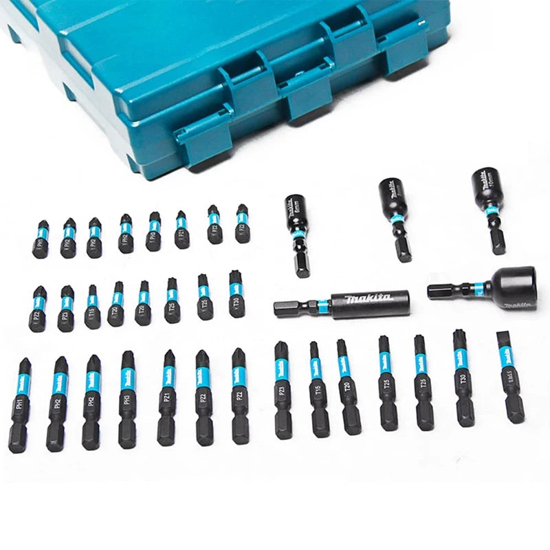 MAkita E-06638 Punta y casquillo para destornillador de impacto, 35 Uds., eje hexagonal, juego de fundas para cabeza, accesorios de herramientas