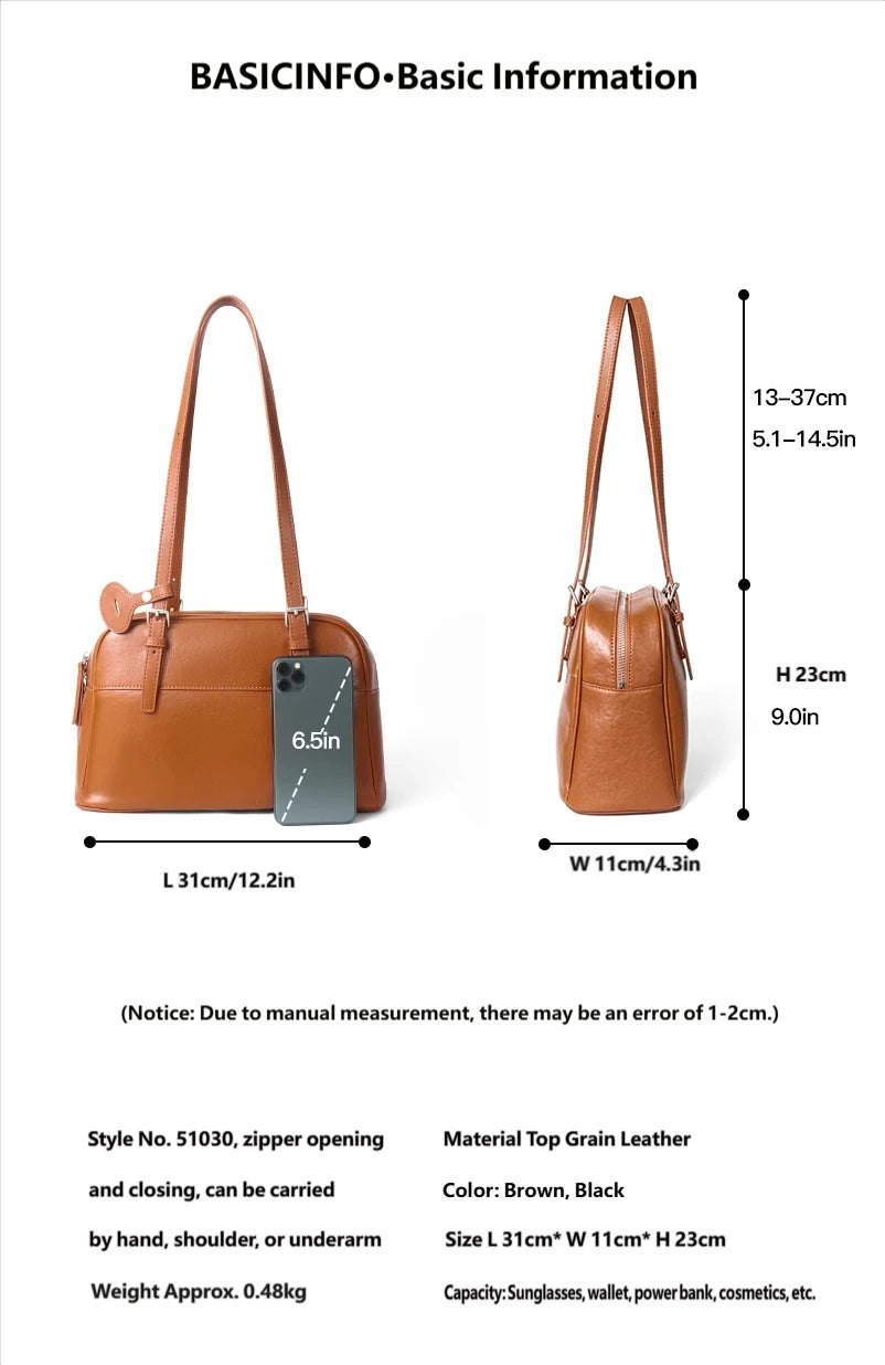 Bolso de Mano para Mujer 2025, Nuevo Bolso Boston, Bolso Bowling, Bolso de Hombro de Cuero Genuino, Bolso de Mujer