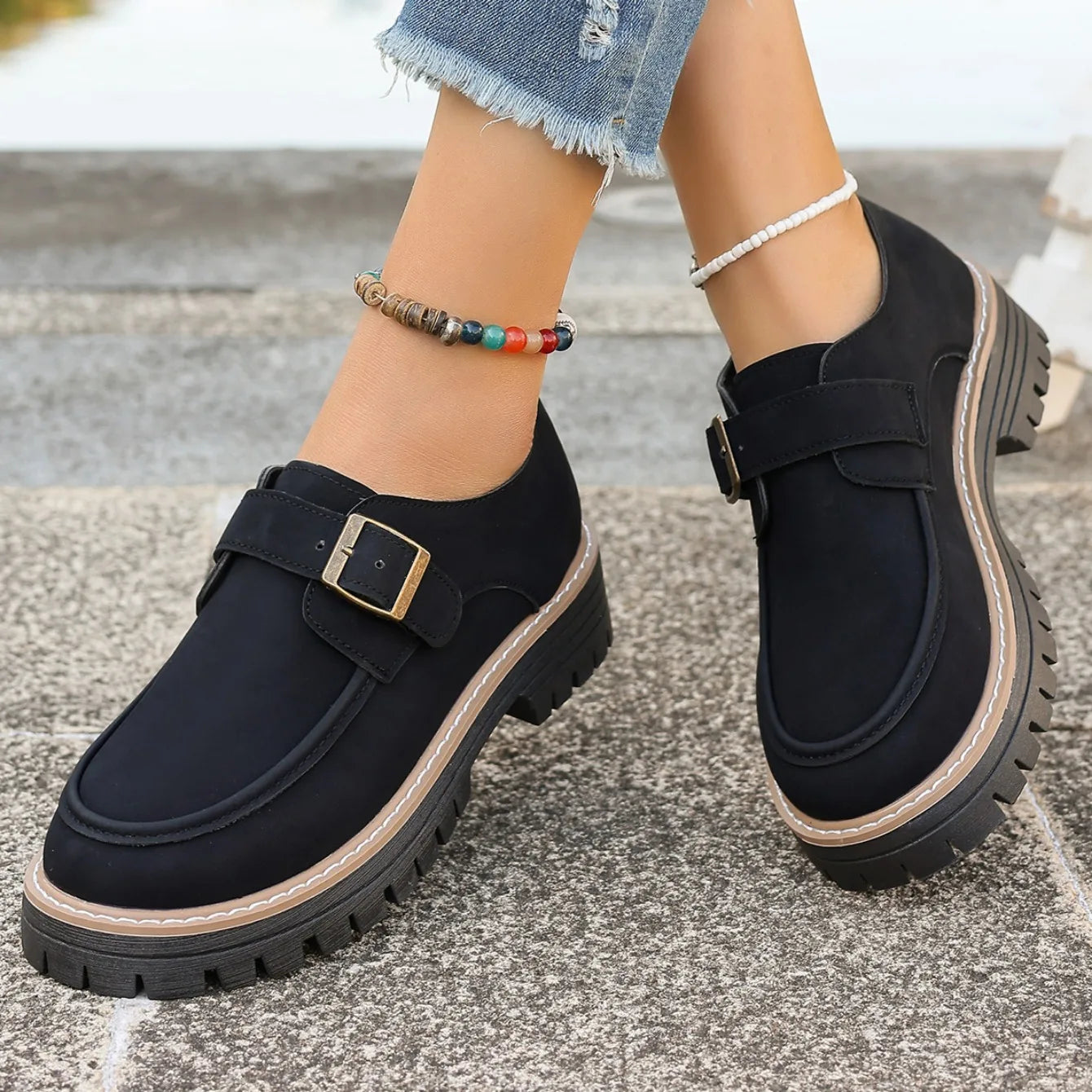 Zapatillas De deporte con plataforma para Mujer, Zapatos planos informales De diseñador De otoño para Mujer, zapatillas cómodas para caminar con hebilla De tendencia, Zapatos De Mujer