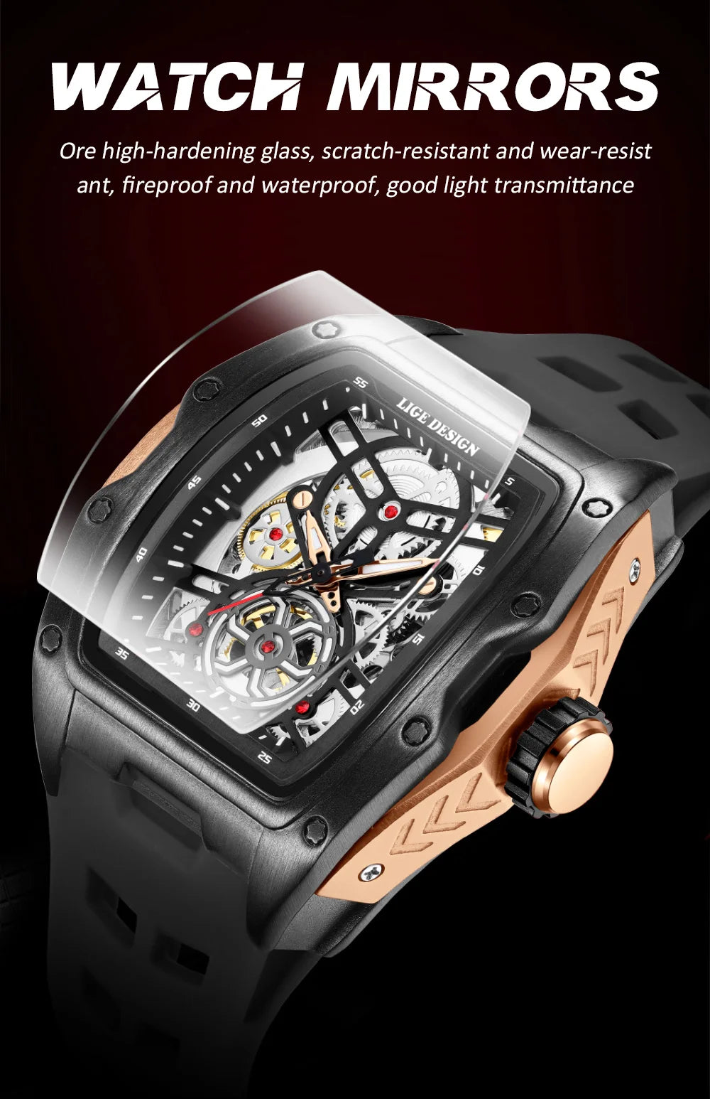 Reloj LIGE 2026 Nuevo de Lujo para Hombre, Deportivo, Automático, Mecánico, con Correa, Reloj de Pulsera Masculino