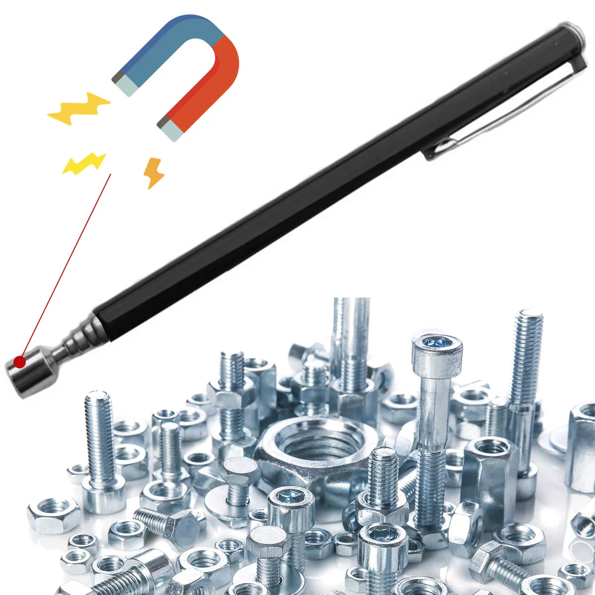 Herramienta de recogida de bolígrafo magnético telescópico extensible, Mini varilla de recuperación magnética ajustable de 1,5 LB para reparación de automóviles, dispositivo de garaje