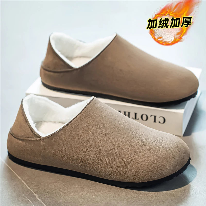 2025 zuecos de moda, zapatillas para hombre, zapatillas planas informales para exteriores, cómodas zapatillas de gamuza de suela gruesa, zapatos de playa antideslizantes para mujer