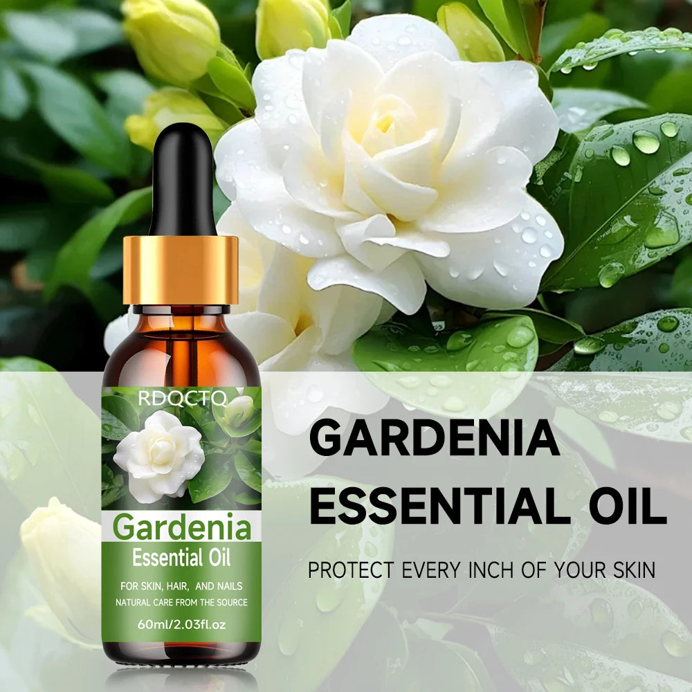 Aceite esencial natural de Gardenia para el cuidado de la piel, el cabello y las uñas: aceite hidratante floral puro con cuentagotas 40/60 ml