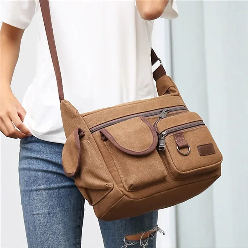 Bolsos de hombro de lona para hombre, bolso cruzado informal de viaje para hombre, bolsos de mensajero de lujo, bolso de mano de alta calidad a la moda