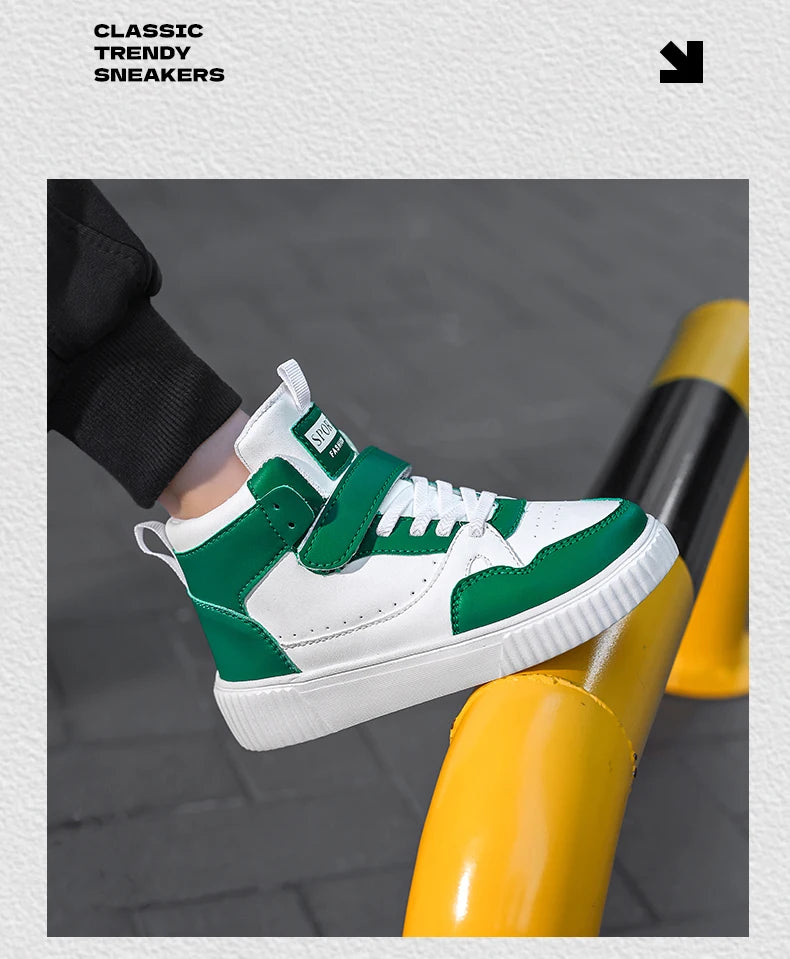 Zapatillas Deportivas para Niños, Zapatillas de Baloncesto de Caña Alta Casuales para Niños y Niñas, Zapatillas de Piel Sintética, Nuevas Zapatillas Deportivas de Moda 2026