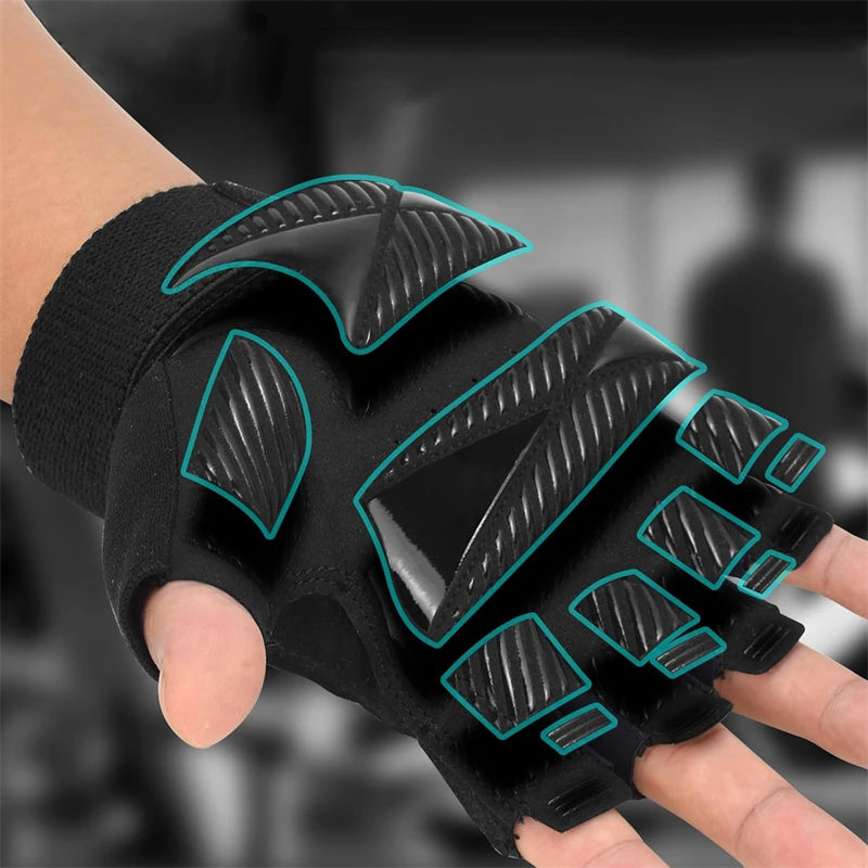 Guantes de Fitness levantamiento de pesas mancuernas culturismo Crossfit Pull Ups entrenamiento guantes de gimnasio para hombre