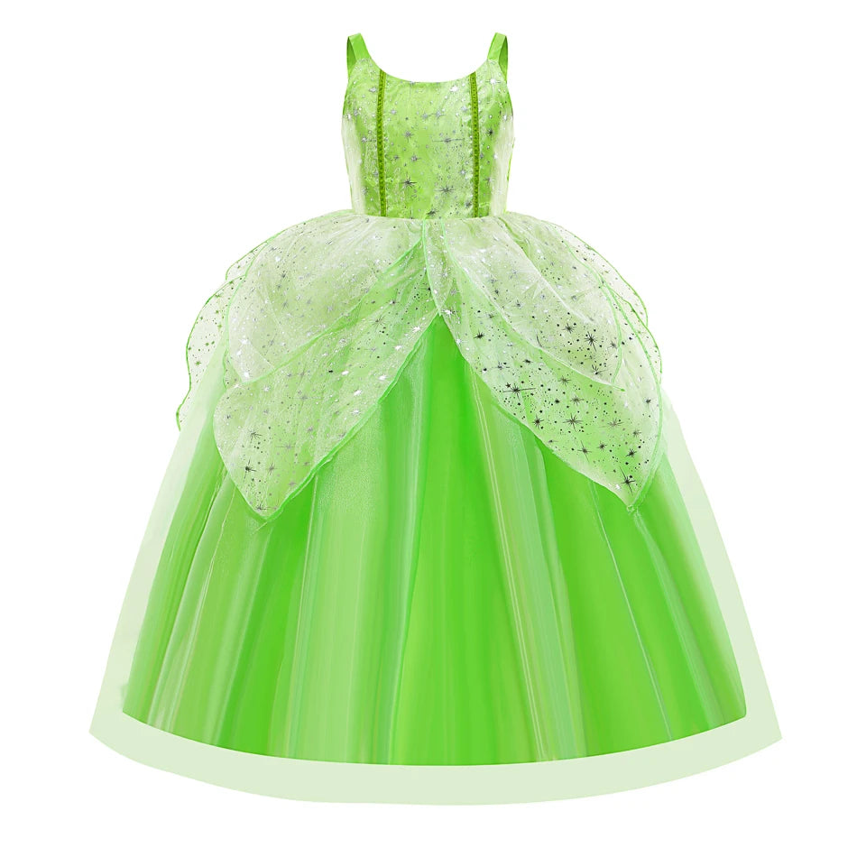 Vestido de Hada de las flores para niñas, vestido de princesa con alas, disfraz de princesa de Halloween, fiesta de elfos, Tinkerbell, vestido de campanilla