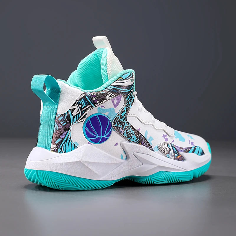 Zapatillas de baloncesto de moda para niños, zapatillas altas, zapatillas deportivas informales para niños, zapatillas de gimnasio antideslizantes con protección en el tobillo para niños