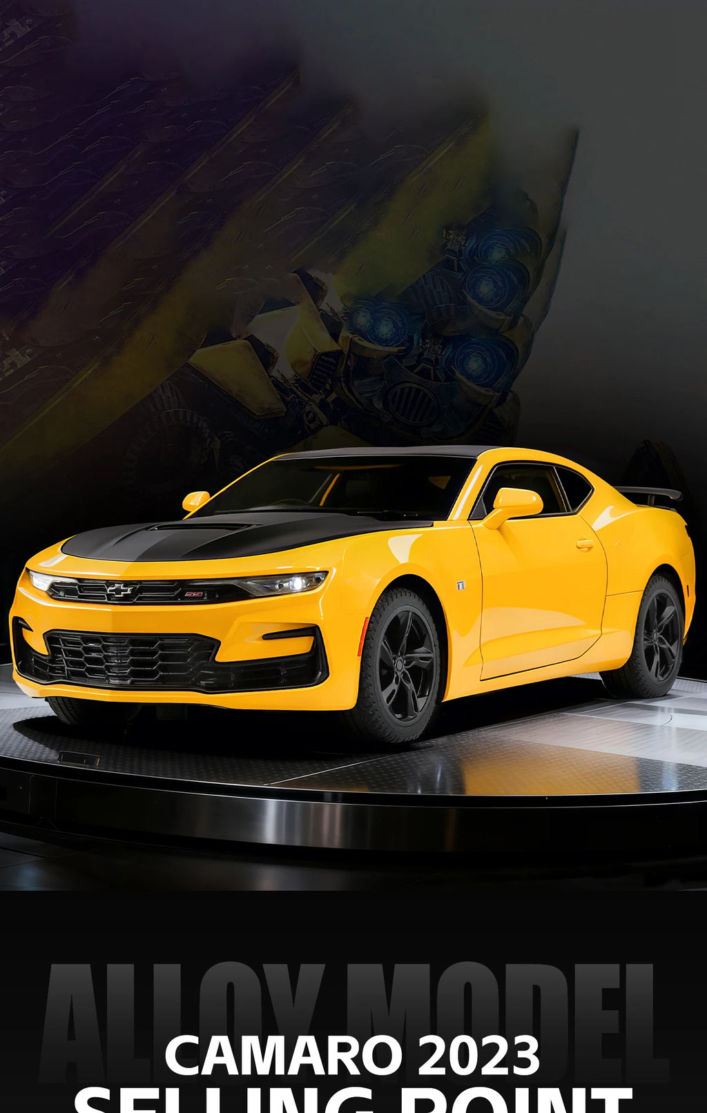 Modelo de coche de aleación Camaro - Puertas abiertas - Absorción de impactos de neumáticos de goma - Cuerpo de metal fundido a presión - Decoraciones para automóviles