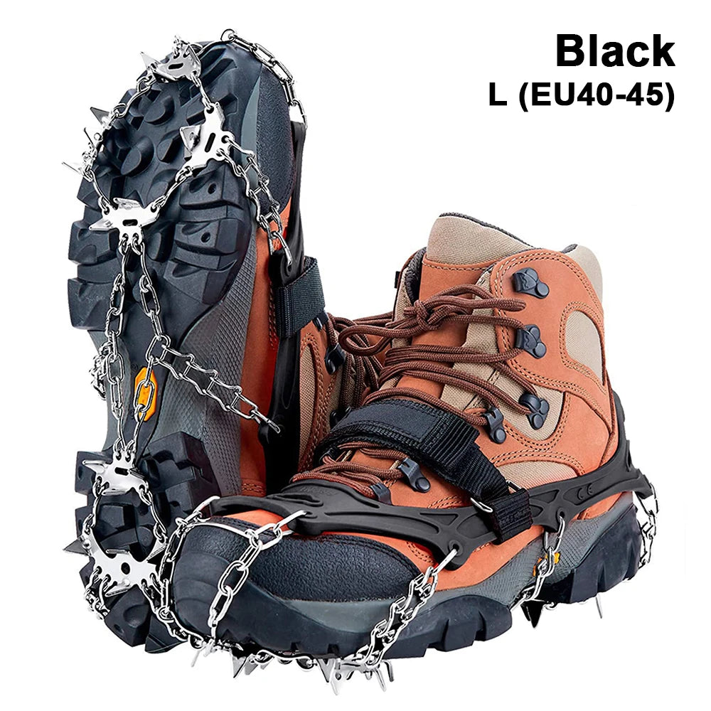 Crampones zapatos 19 picos hielo nieve agarre zapatos Camping antideslizante escalada proteger para correr caminar senderismo en nieve hielo