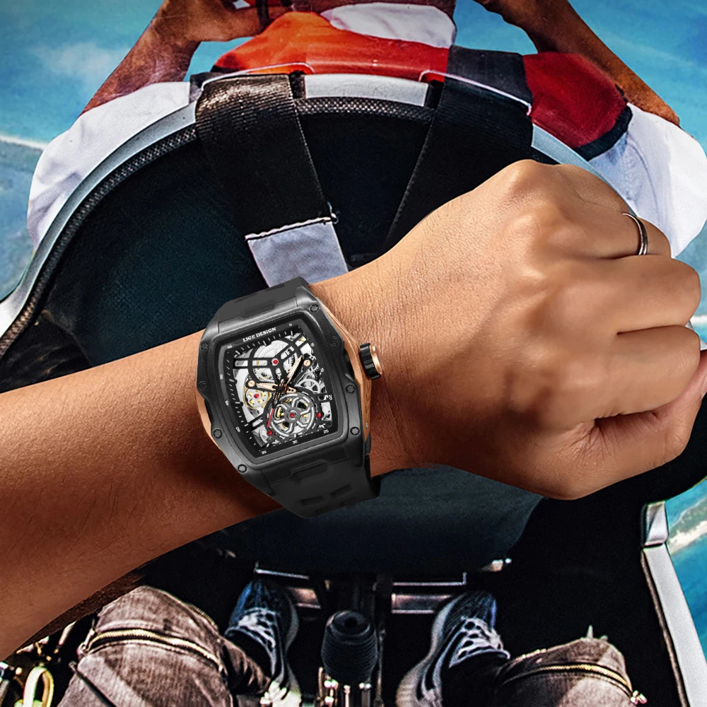 Reloj LIGE 2026 Nuevo de Lujo para Hombre, Deportivo, Automático, Mecánico, con Correa, Reloj de Pulsera Masculino