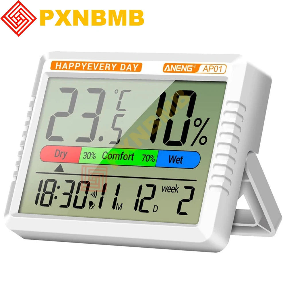 Termómetro de aire inteligente, higrómetro, reloj multifunción, pantalla Digital, Sensor de estación meteorológica para el hogar, interior y exterior