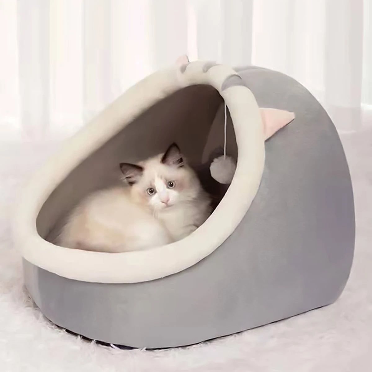 1 unidad de cama nido para gatos cómoda y bonita semicerrada Universal para las cuatro estaciones cálida para invierno