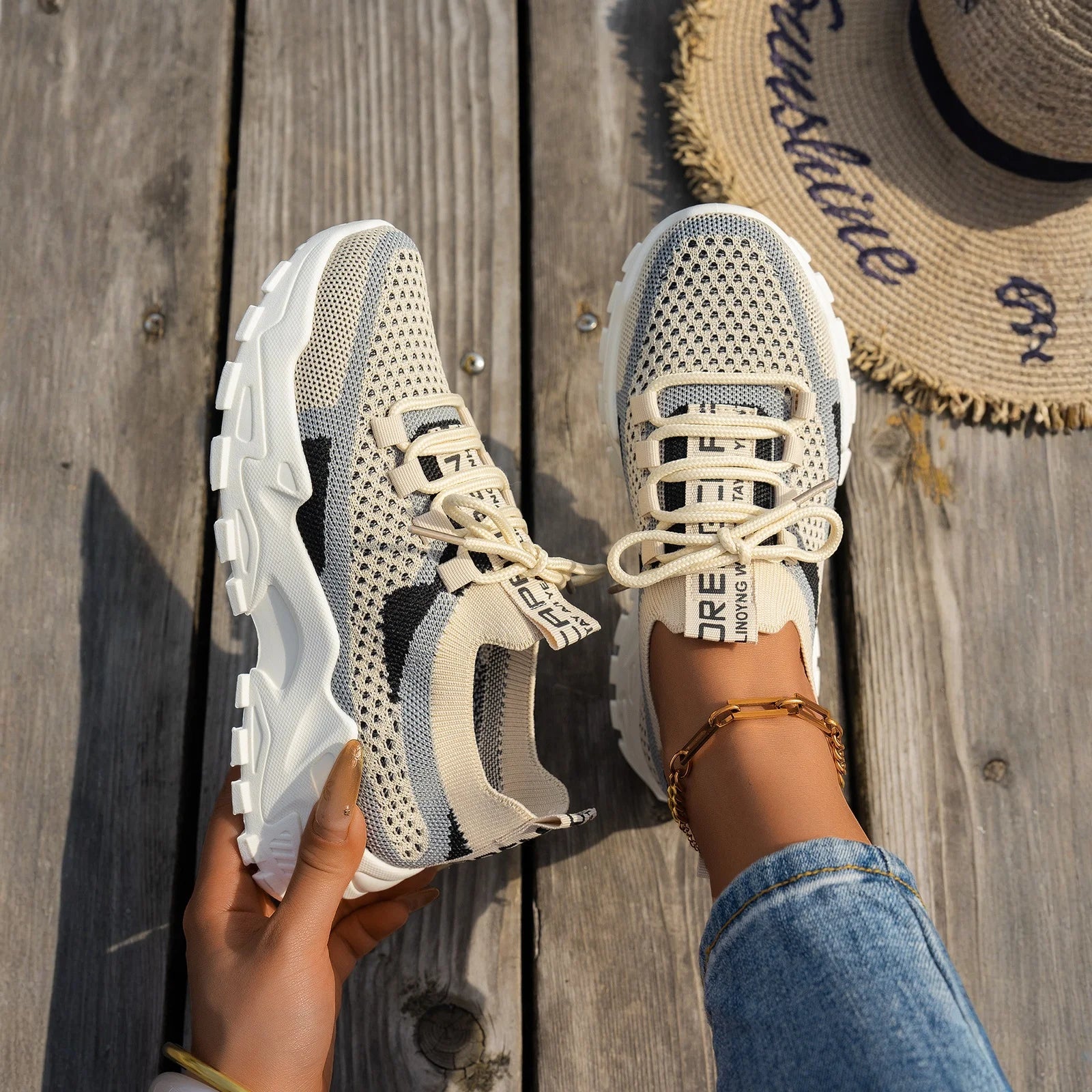 Zapatos De Mujer verano 2025 nuevas cuatro estaciones versátiles finos Zapatos informales transpirables grandes zapatillas De deporte De moda Mujer Zapatos De Mujer