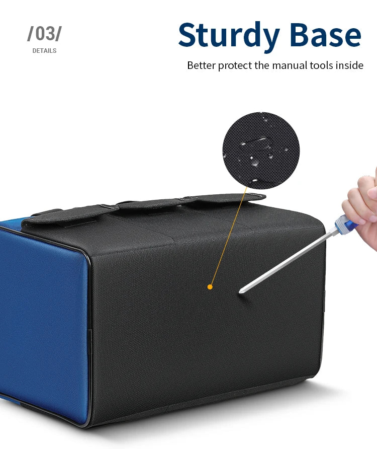 Bolsa de herramientas de boca ancha resistente con bolsillos, organizador para almacenamiento y transporte de herramientas para hombres