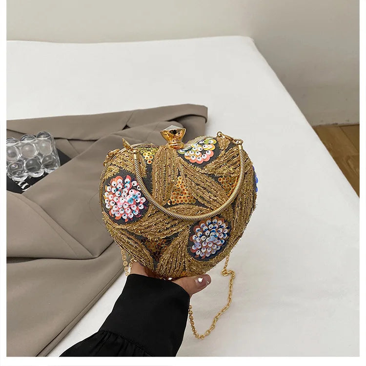 Bolso de mano para mujer 2026Nuevos bolsos de hombro con lentejuelas a la moda europea y americana, bolso de noche de mano Retro para celebridades de Internet