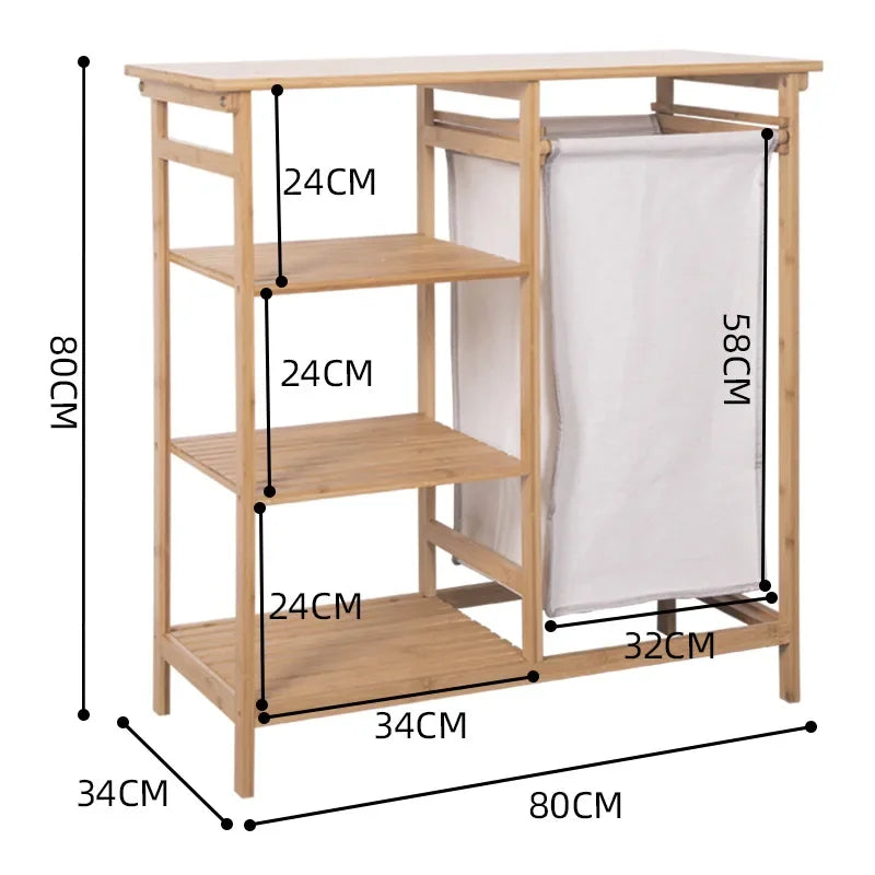 Cesta de lavandería multifuncional de tela de bambú, estante de almacenamiento ordenado para dormitorio, sala de estar, solución organizadora de baño