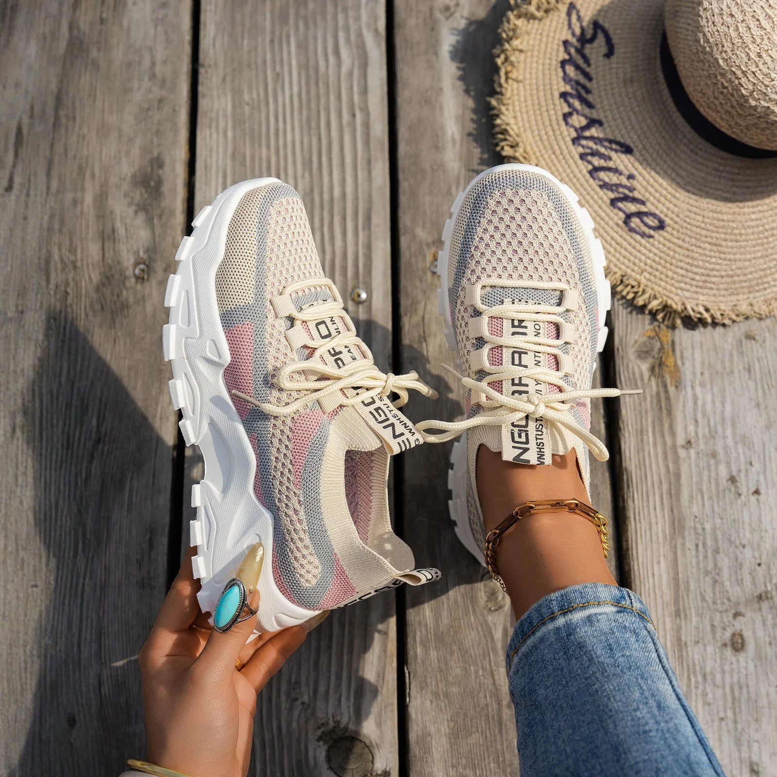 Zapatos De Mujer verano 2025 nuevas cuatro estaciones versátiles finos Zapatos informales transpirables grandes zapatillas De deporte De moda Mujer Zapatos De Mujer