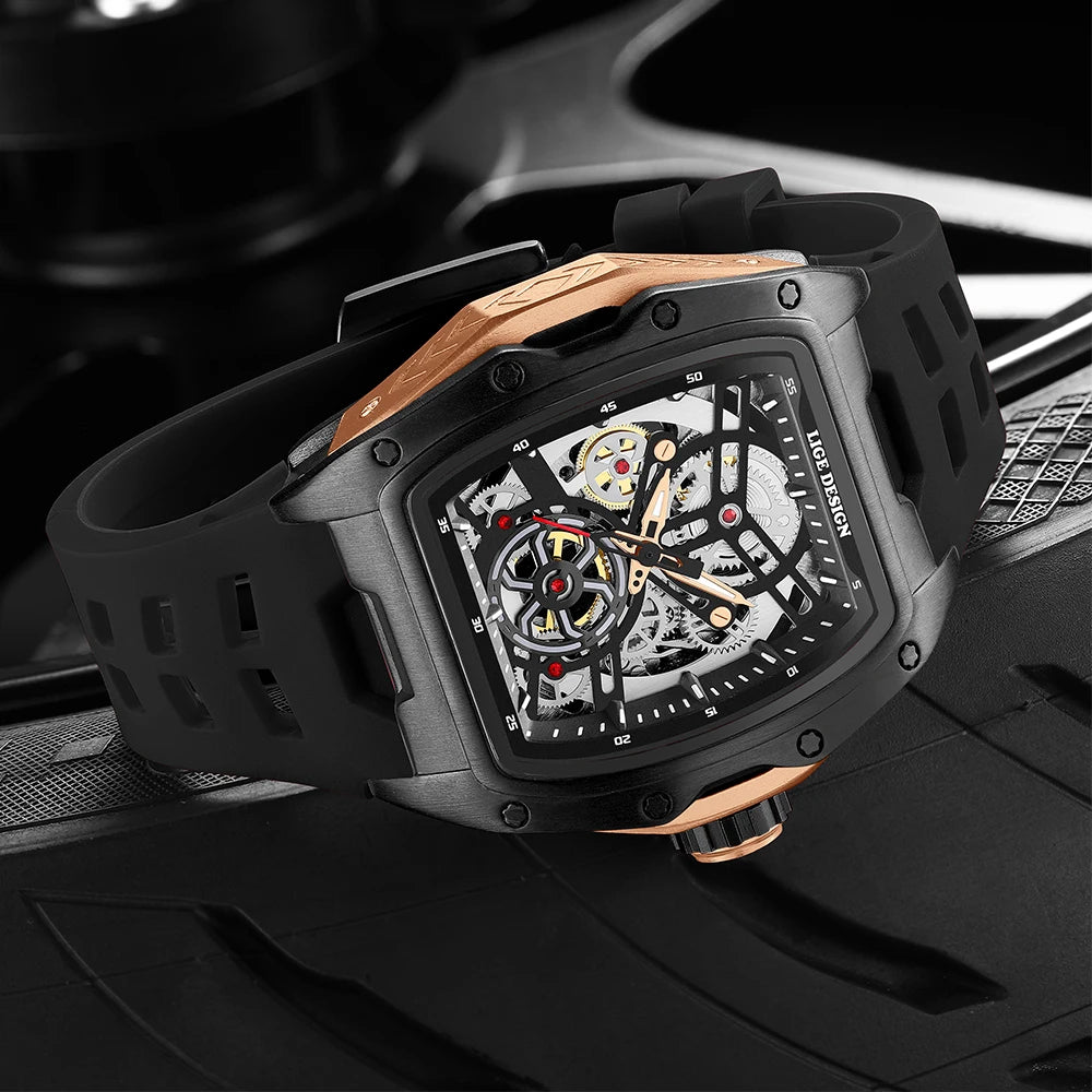 Reloj LIGE 2026 Nuevo de Lujo para Hombre, Deportivo, Automático, Mecánico, con Correa, Reloj de Pulsera Masculino