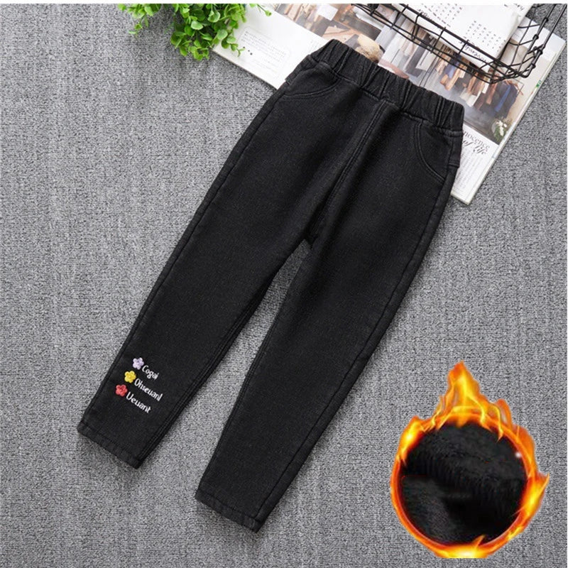 Pantalones para adolescentes de 3 a 14 años, ropa Infantil para niñas, pantalones vaqueros de lana de invierno para niños, pantalones vaqueros para niños, ropa para niñas