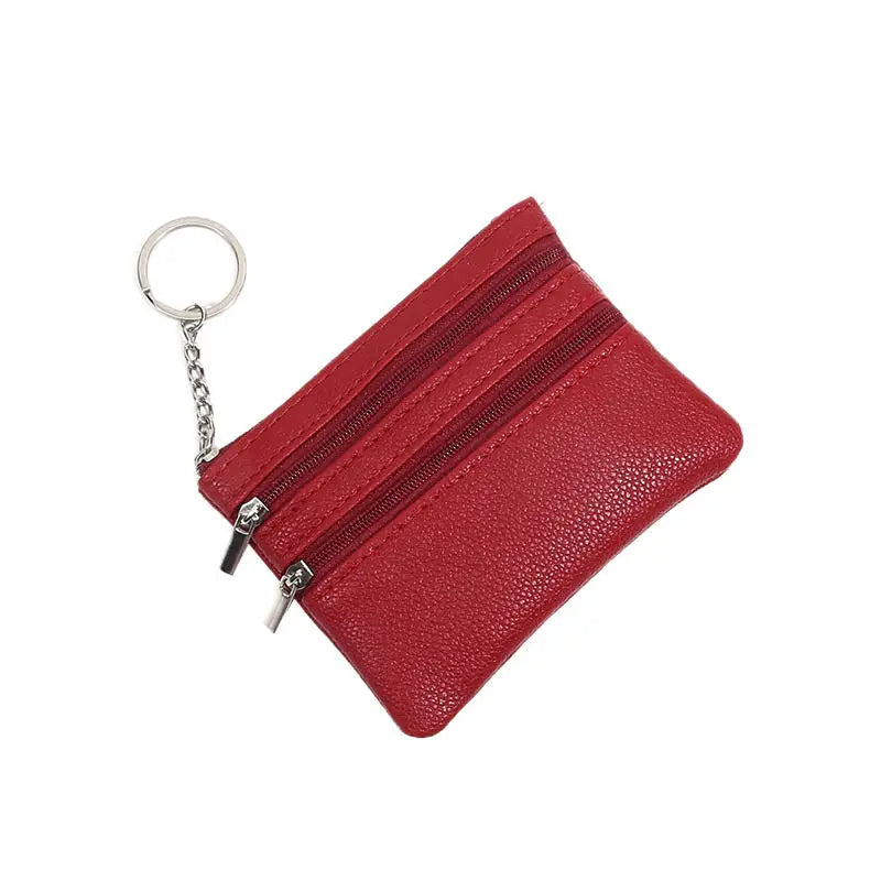 Monedero de cuero PU a la moda, cartera pequeña para mujer, monederos de cambio, Mini bolsas de dinero con cremallera, billeteras de bolsillo para niños, llavero