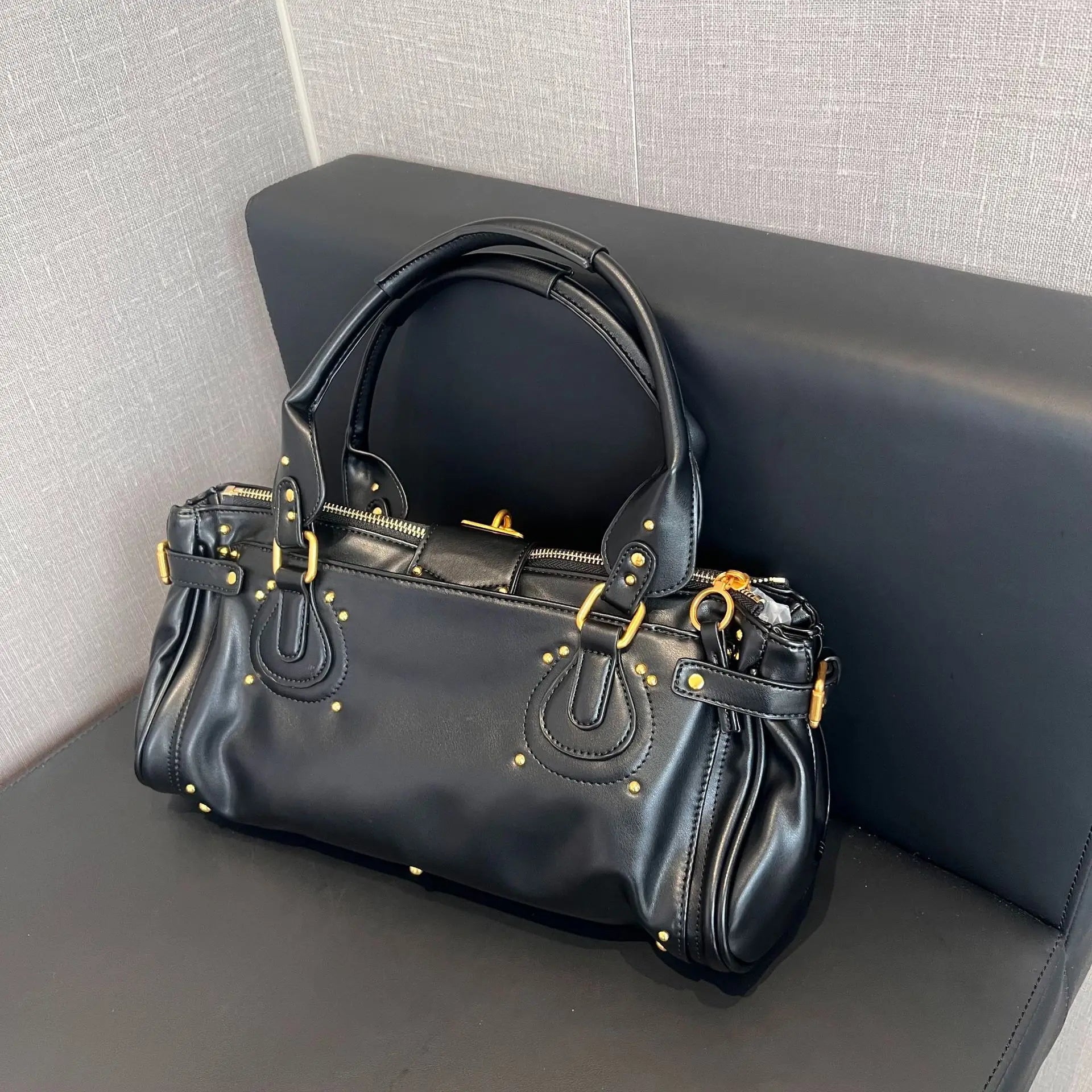 Bolso con Cabeza de Candado Retro, Bolso con Almohada con Remaches, Bolso de Chica Estilo Millennium, Bolso Cruzado para Ir al Trabajo