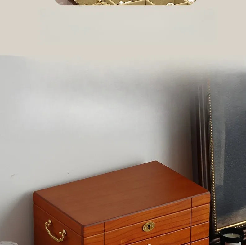 Caja de almacenamiento de joyería de madera de nogal, cajas de mano para pulseras y pendientes, estuche de exposición para collares, organizador grande, Estuches para joyería