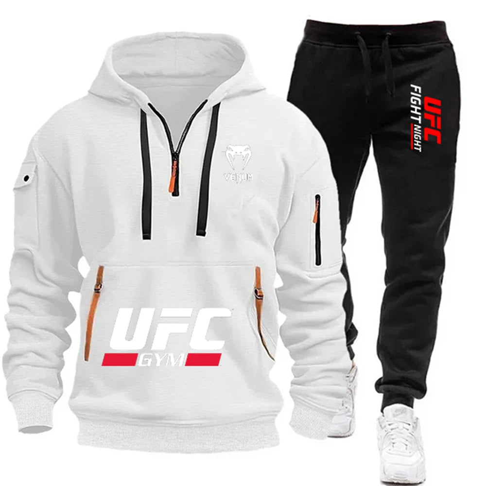 2026 nova sudadera con capucha de lucha UFC + Pantalones conjunto de dos piezas Otoño/Invierno moda Casual al aire libre resistir