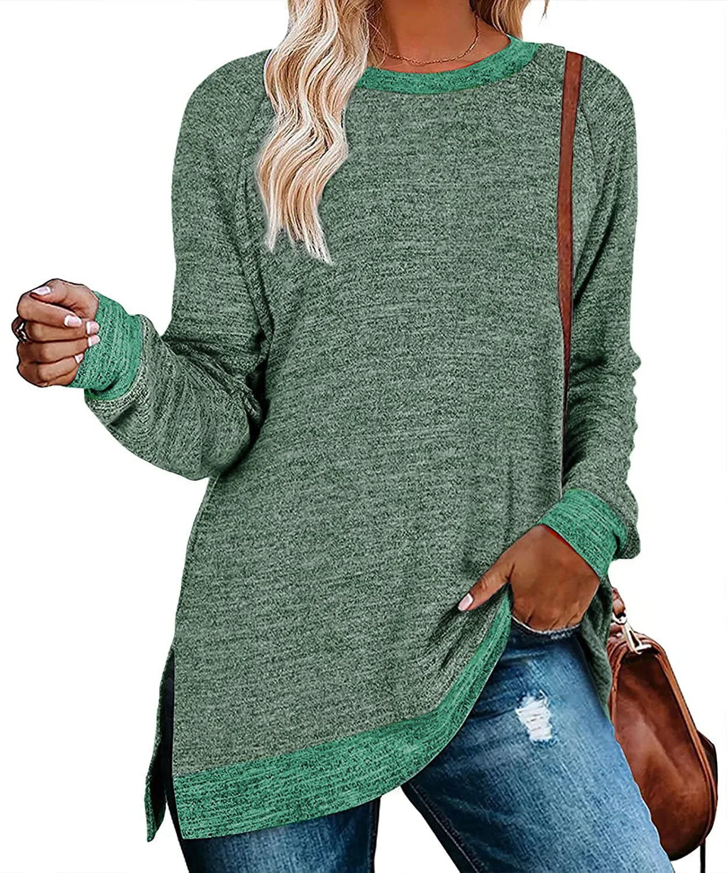 Ropa De Mujer con horquilla dividida Ropa De Mujer Ropas De Mujeres Jersey sudadera color sólido Para Mujer Bluza Damska Ropa 2025