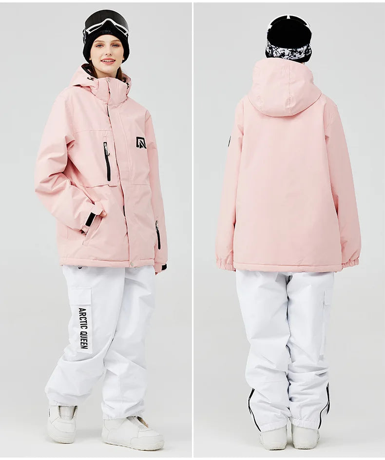 Traje de esquí para hombre y mujer, chaqueta de esquí impermeable a prueba de viento y pantalones con correa, traje cálido de invierno para pareja, novedad de 2023