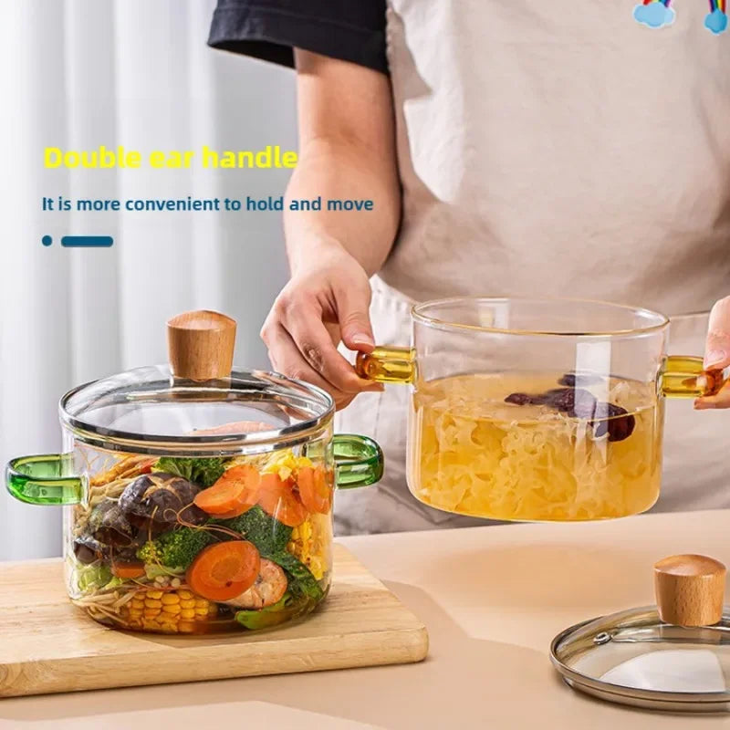 Olla de sopa de vidrio transparente, olla de sopa de gran capacidad, olla de vidrio de alto borosilicato, horno eléctrico de cerámica, olla especial, herramientas de cocina