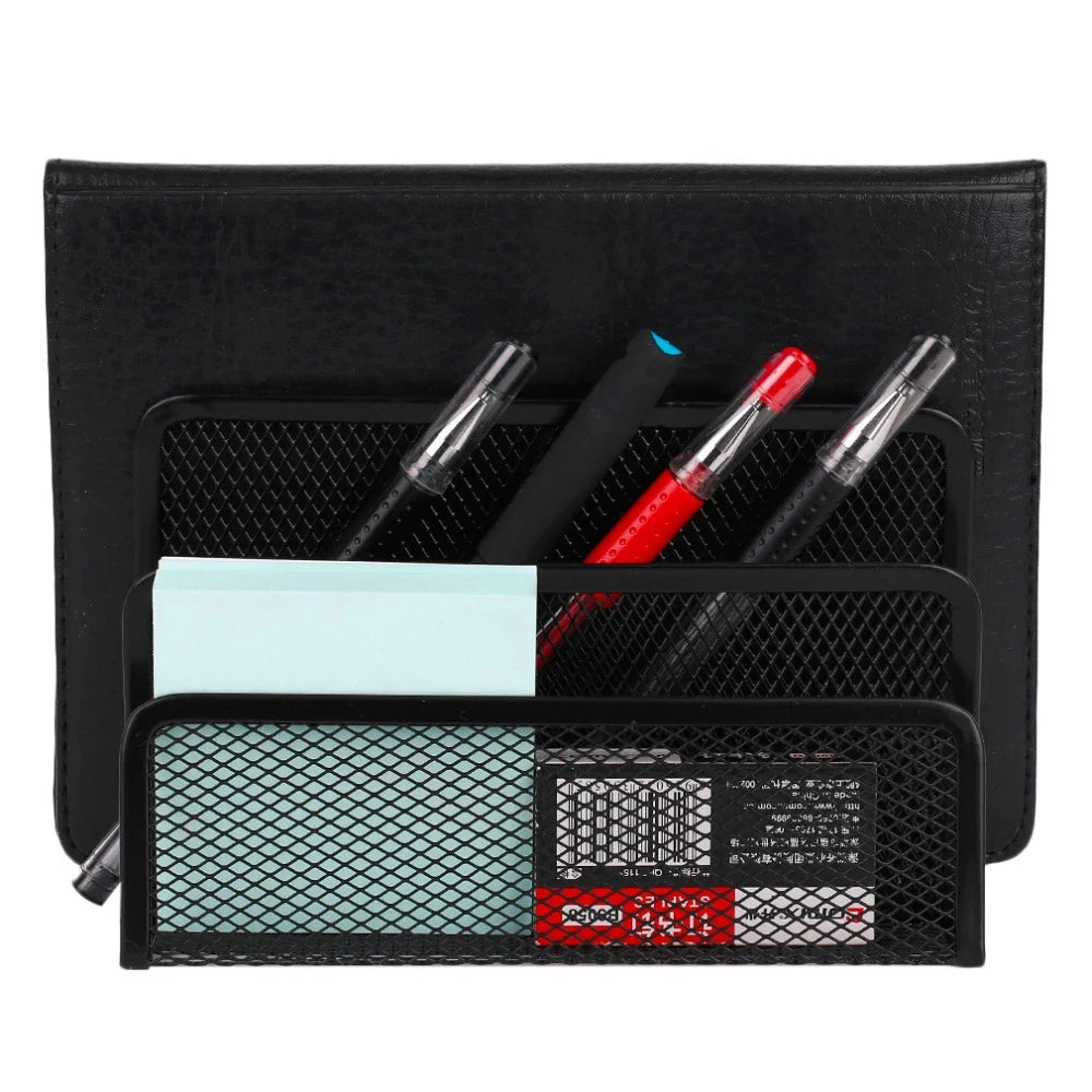 Organizador de documentos de malla negra, organizador de escritorio, soporte para libros, organizador de papel, sujetalibros de Metal, organizador de letras, archivadores