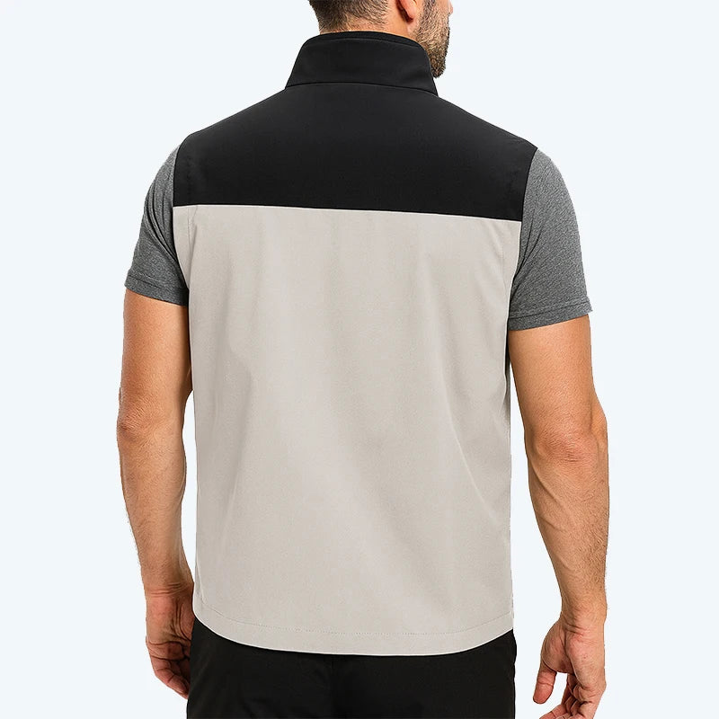 Chaleco Softshell ligero para hombre con bolsillos con cremallera, chaqueta sin mangas a prueba de viento para senderismo, Golf, prendas de vestir al aire libre, cortavientos