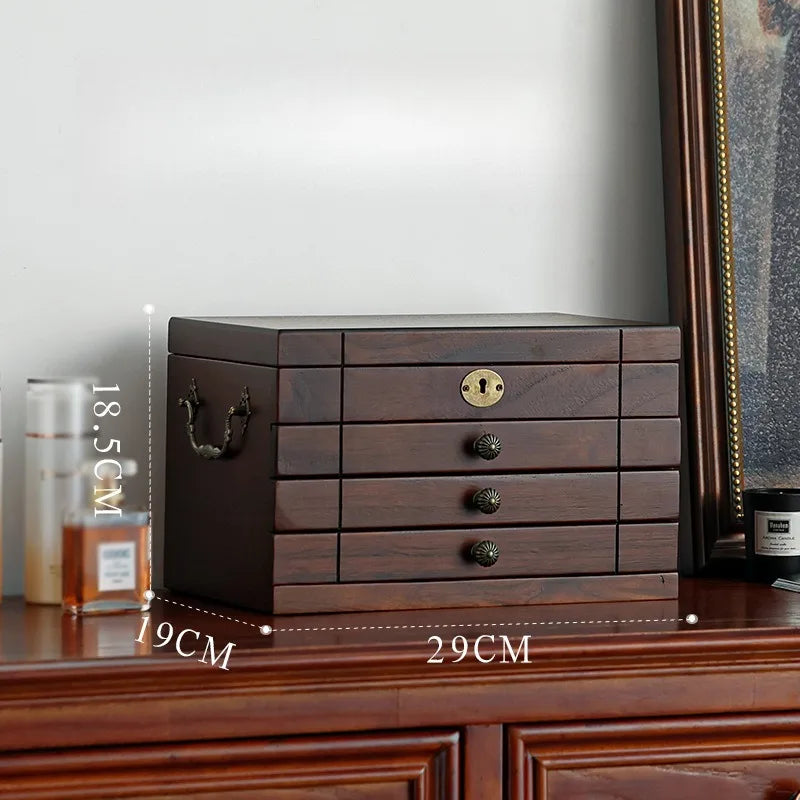 Caja de almacenamiento de joyería de madera de nogal, cajas de mano para pulseras y pendientes, estuche de exposición para collares, organizador grande, Estuches para joyería