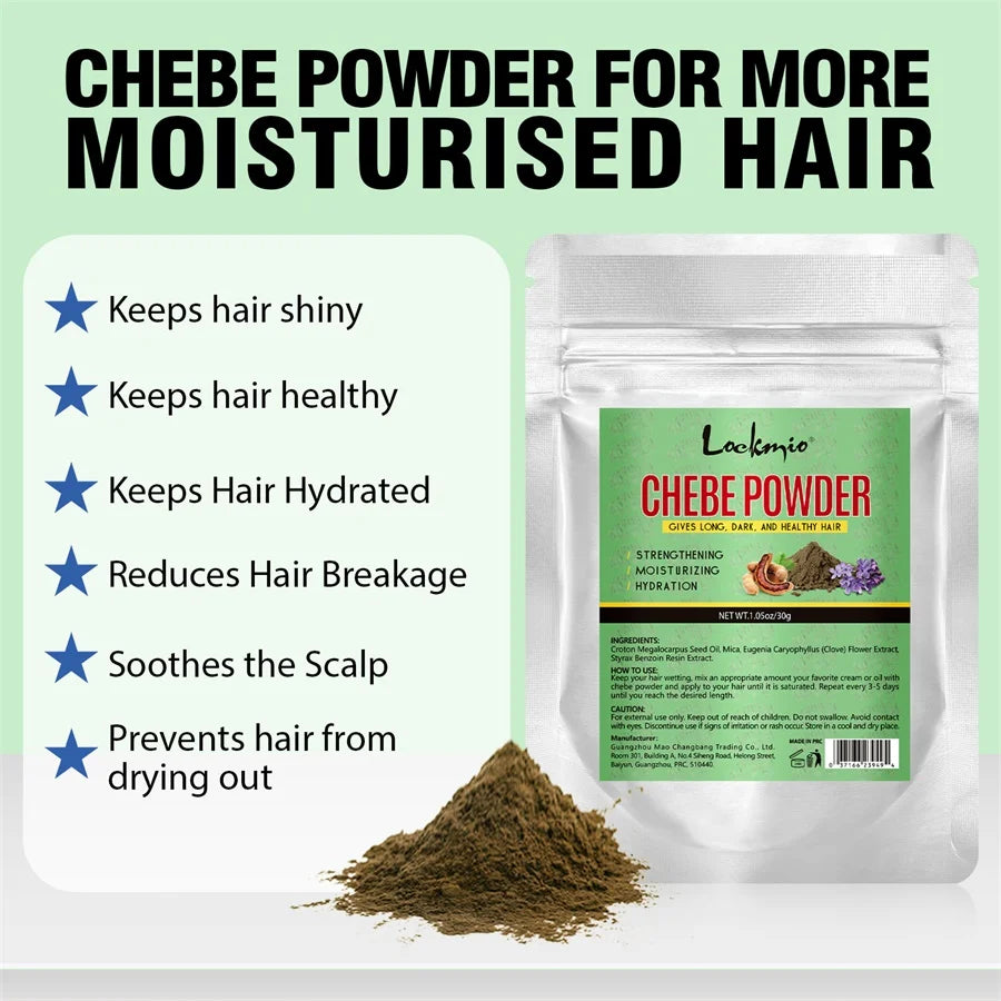 Productos para el cuidado del cabello Chebe, polvo de esencia DIY hidratante y nutritivo, aceite para el cabello de Chebe suave en polvo para puntas abiertas secas y dañadas