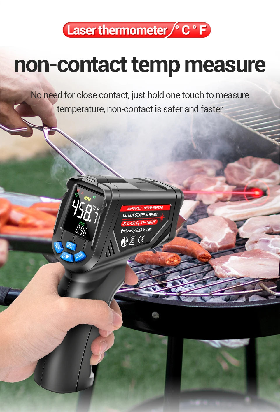 Termómetro Infrarrojo Digital Sin Contacto -20~650 ℃   ANENG TH05 IR láser Termometro pirómetro pistola láser medidor de temperatura herramientas