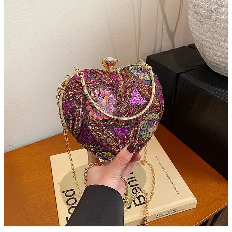 Bolso de mano para mujer 2026Nuevos bolsos de hombro con lentejuelas a la moda europea y americana, bolso de noche de mano Retro para celebridades de Internet