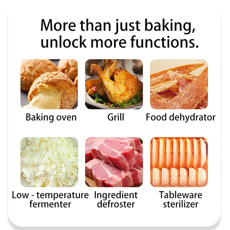 SUNATUR-horno de circulación de aire caliente de 2200w, pequeño horno comercial para hornear pizza, tostador, mesa eléctrica de 60L, horno de repostería para el hogar