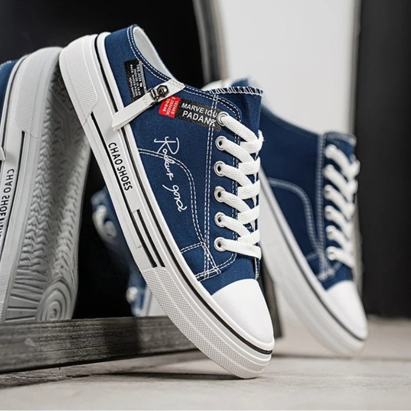 Zapatillas deportivas para hombre, zapatillas de lona transpirables con punta cerrada, mocasines a la moda para hombre, Zapatos para caminar al aire libre 2025, Zapatos de hombre